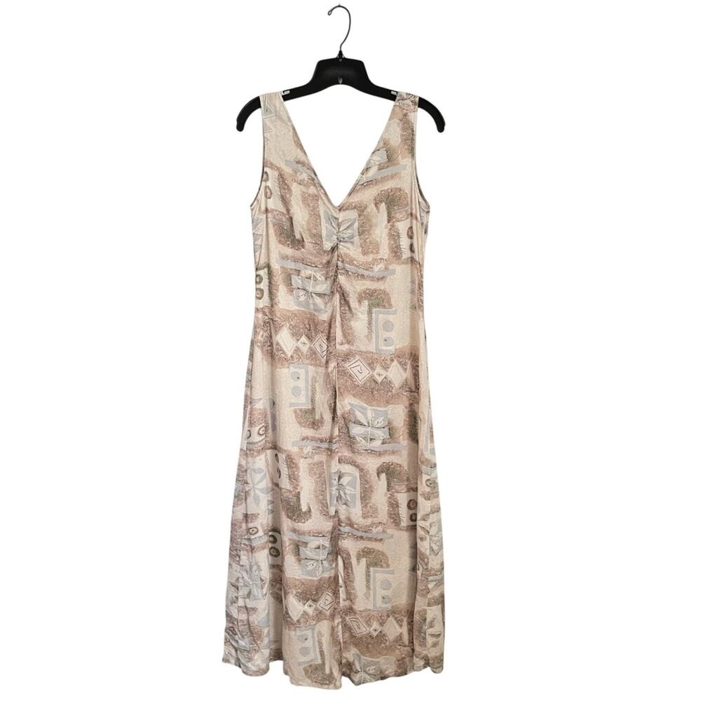 Vintage 70s Adini Boho Sundress S Abstract Print Sleeveless Dress Festival Artsy